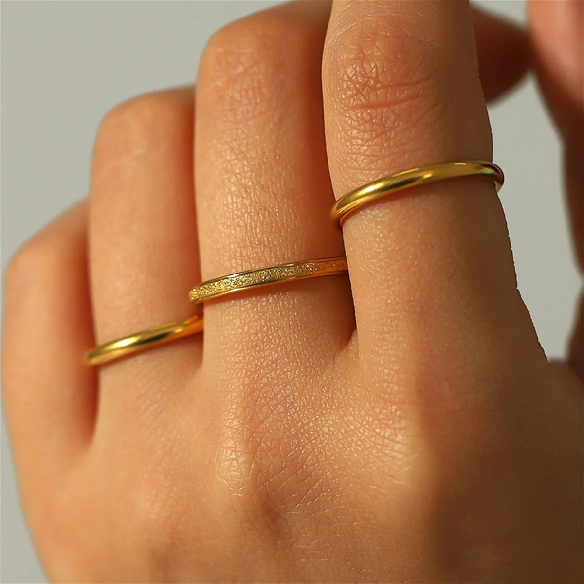 Tiny Gold Stackable Ring Set